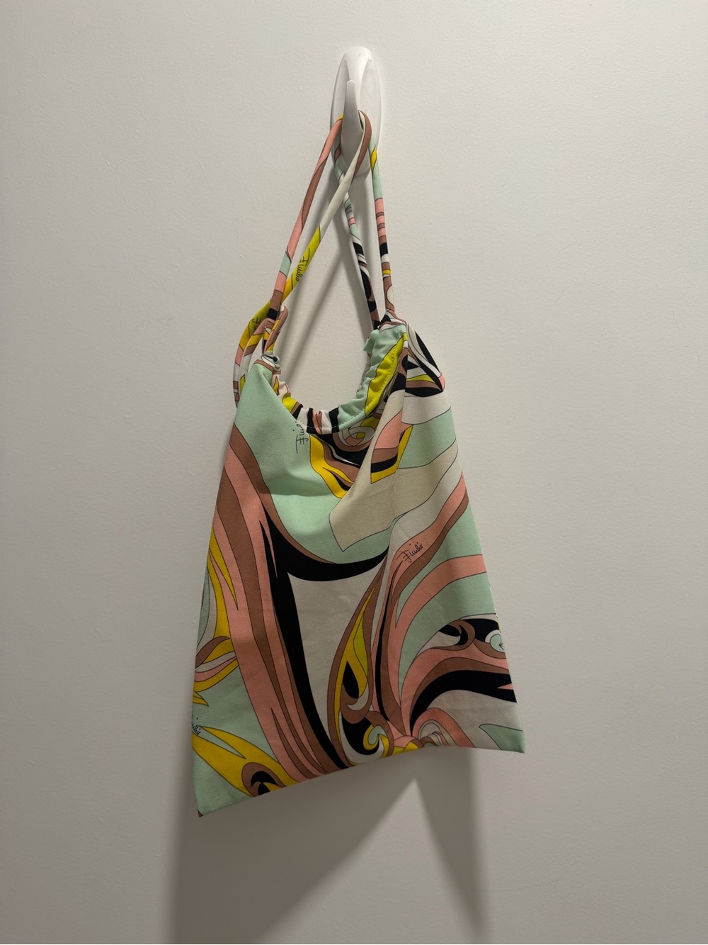 Emilio Pucci Multicolor Swirl Drawstring Pouch - Mint, Pink & Yellow